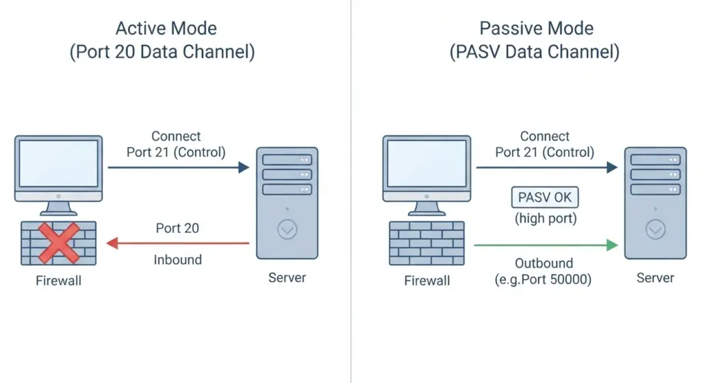 what is ftp active vs passive ftp
