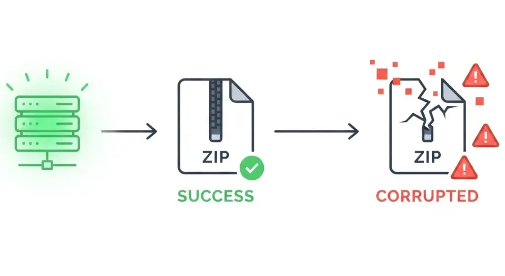backup your wordpress archive corruption