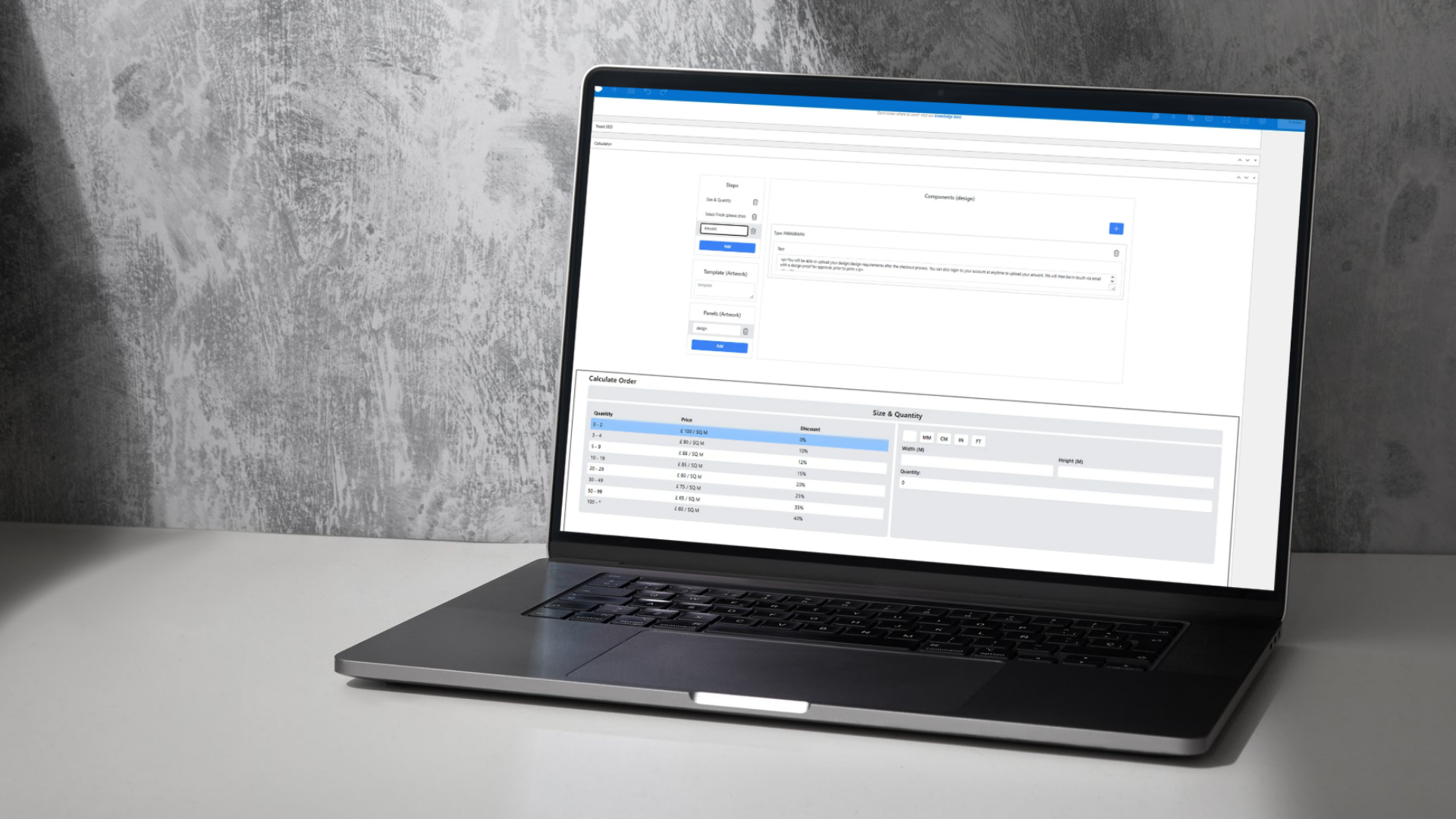 Custom banner dimension configurator logic for UK print orders