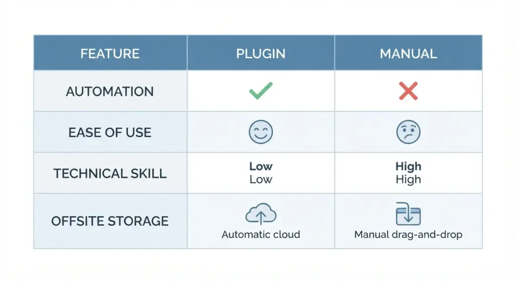 backup method comparison - how do i backup wordpress site