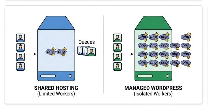 caching and load speeds - (difference between web hosting and wordpress hosting)