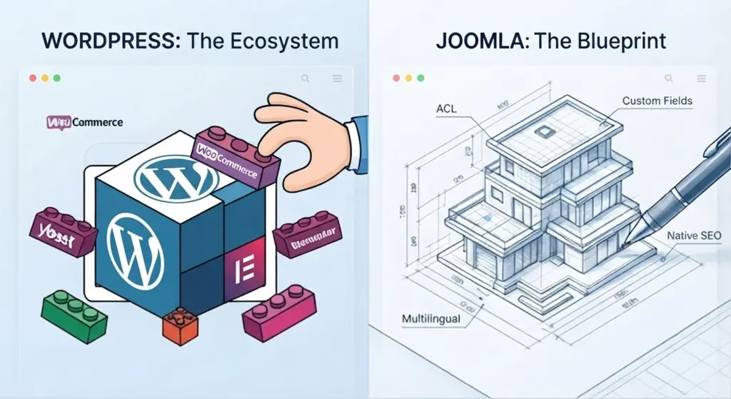 understanding the core philosophy - joomla vs wordpress