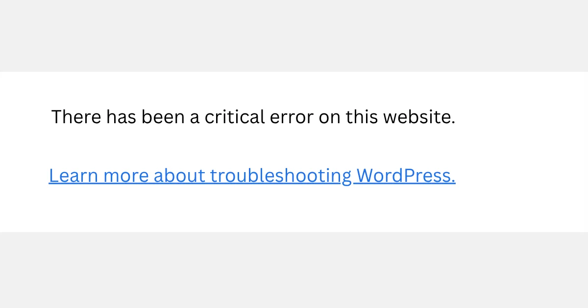 there has been a critical error on this website