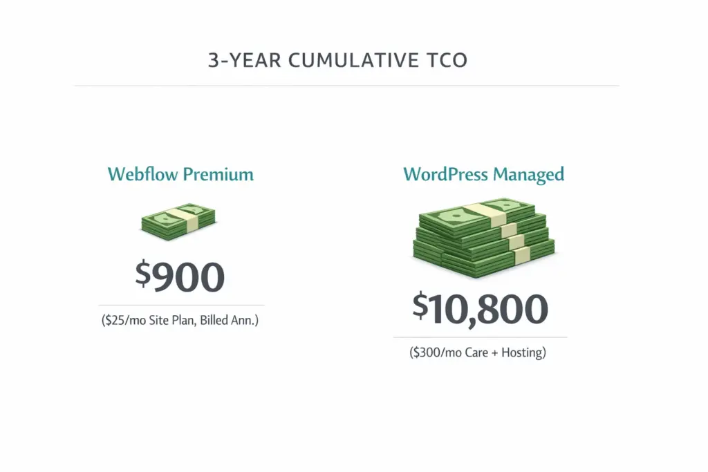 webflow vs wordpress total cost of ownership