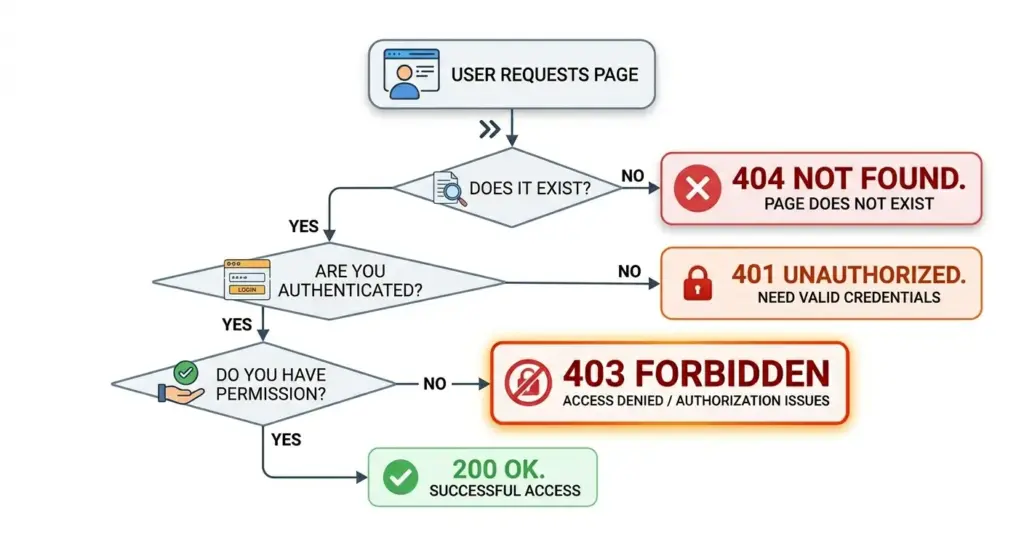 403 vs 401 vs 404 - error 403