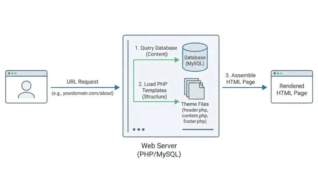 what is wordpress -dynamic page generation process