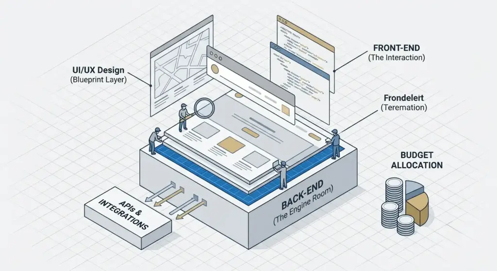 exploded digital interface - website construction cost