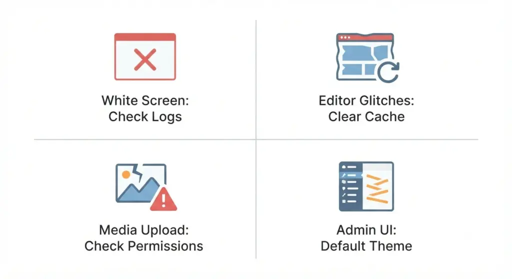 common issues after updating - latest wordpress version