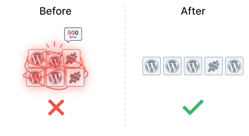 wordpress 500 internal server error  identifying plugin conflicts