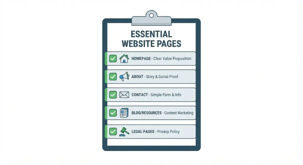 essential pages checklist - how to make a wordpress website