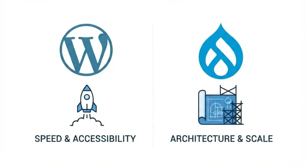 decoding philosophy - drupal vs wordpress