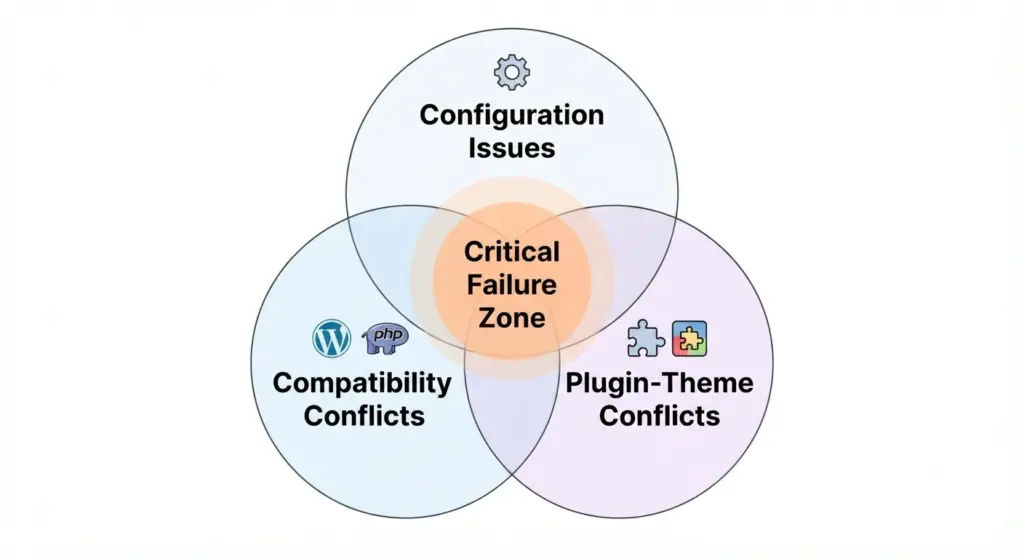 root cause Venn diagram - plugin not working in wordpress 