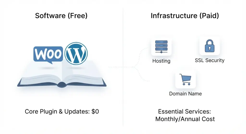 software vs infrastructure - is woocommerce free