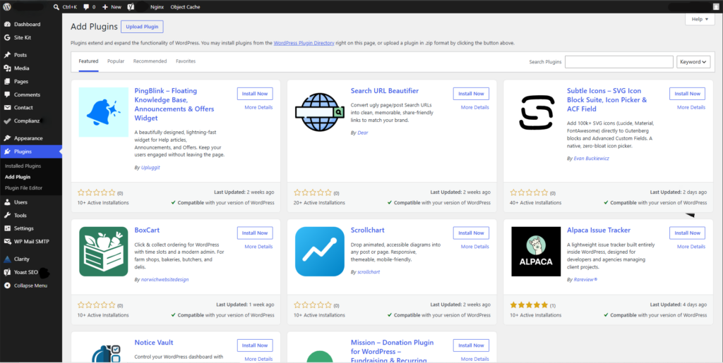 wordpress dashboard - (squarespace vs wordpress)